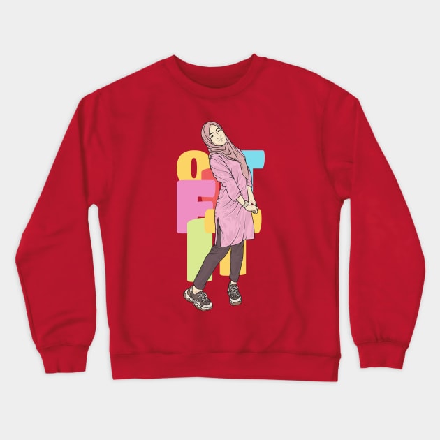 Beautiful Girl In PInk Outfit Crewneck Sweatshirt by crissbahari